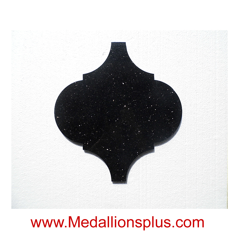 Black Galaxy Granite - Arabesque Waterjet Cut Tile - Design 28
